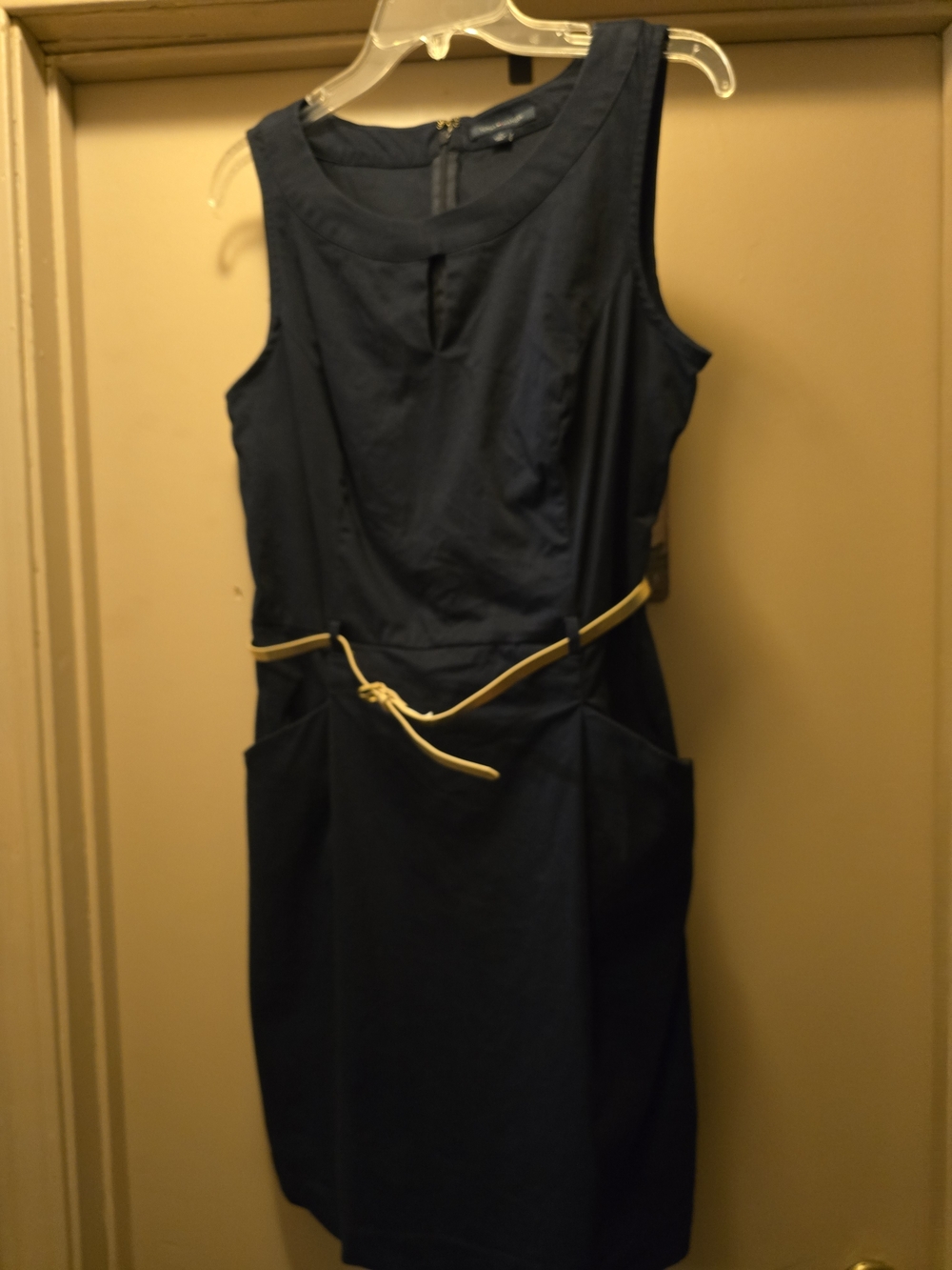 Tommy Hilfiger Navy Sleeveless Mini Dress with Gold Removable Belt Size 10